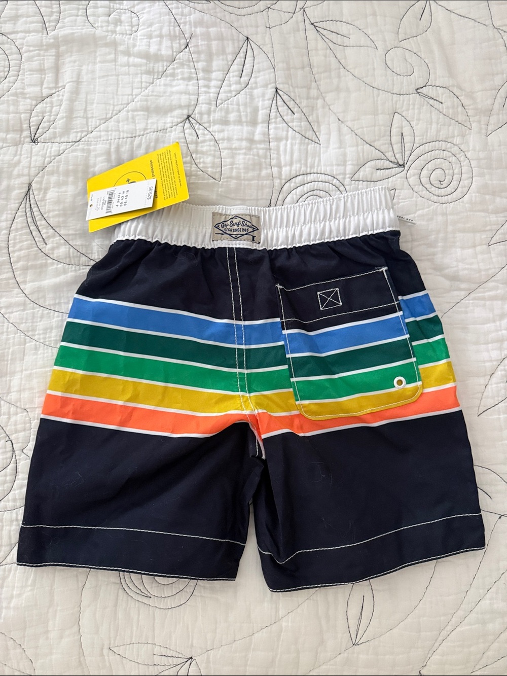 NWT GAP Navy Swim Trunks with Rainbow Stripes - Picture 3 of 3